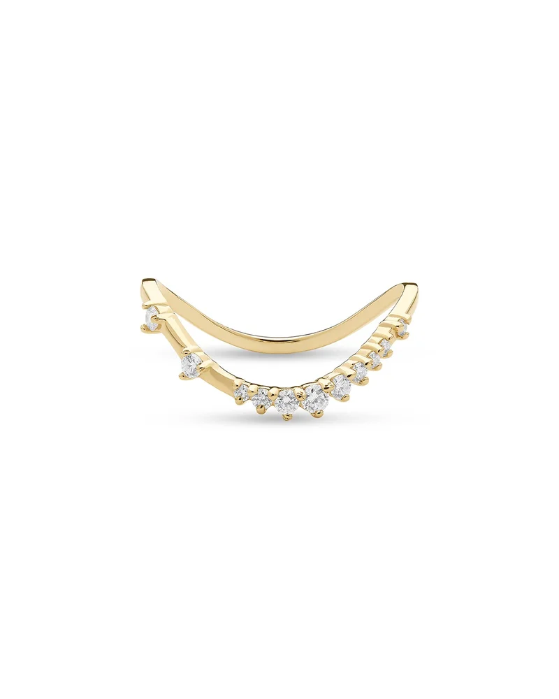14K Gold Curved Solo Diamond Constellation Ring