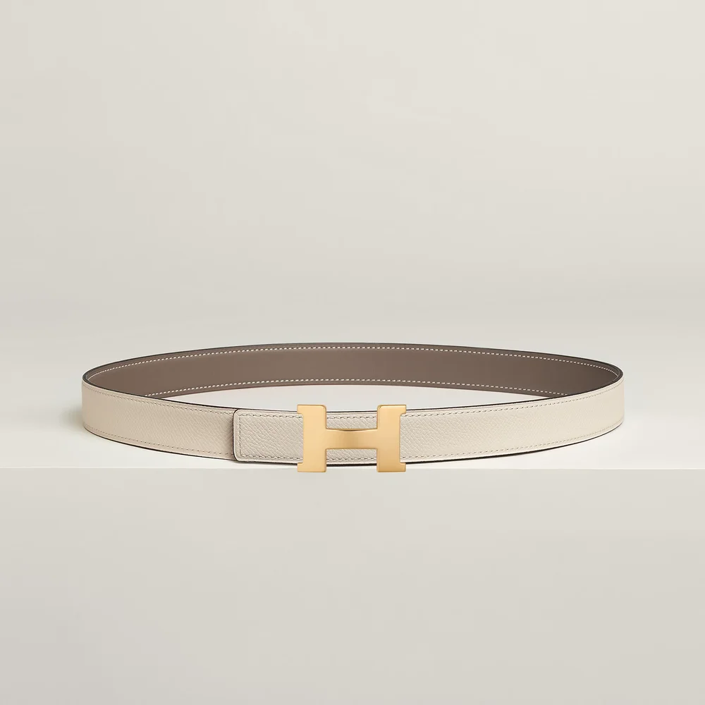 Mini Constance belt buckle & Reversible leather strap 24 mm, Beige/Natural