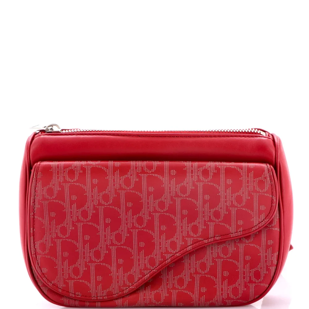 Dior World Tour Saddle Belt Bag Oblique Galaxy Leather, Red