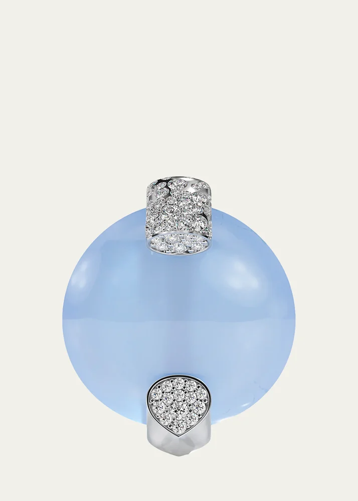 18K White Gold Diamond and Chalcedony Earrings