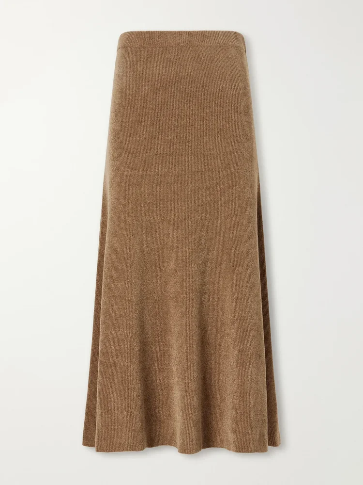 Muir ribbed silk midi skirt