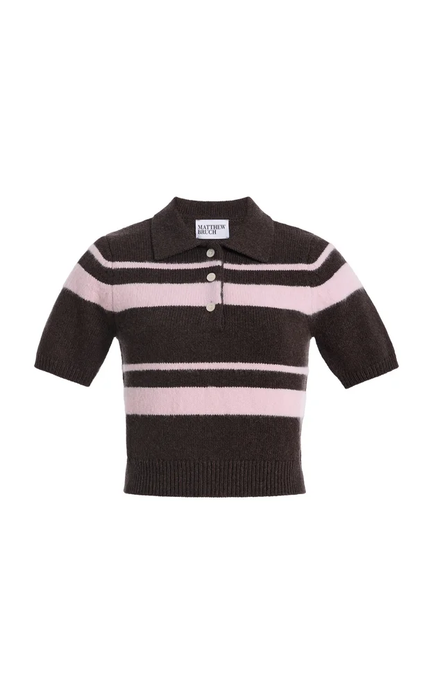 Striped Mohair Knit Polo