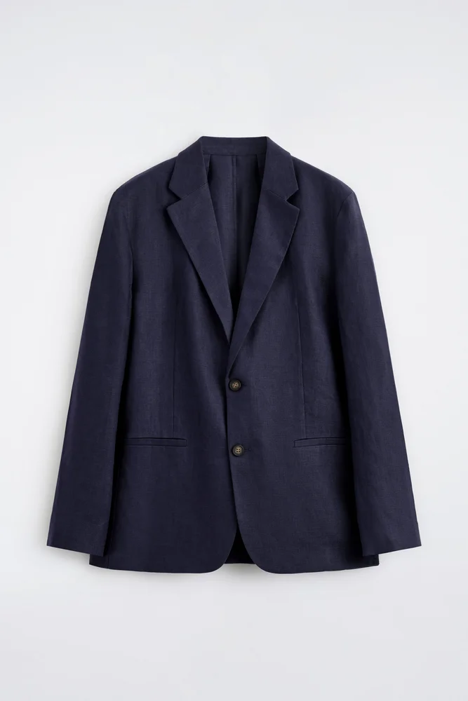 Double-Breasted Italian Cotton-Linen Seersucker Suit Jacket