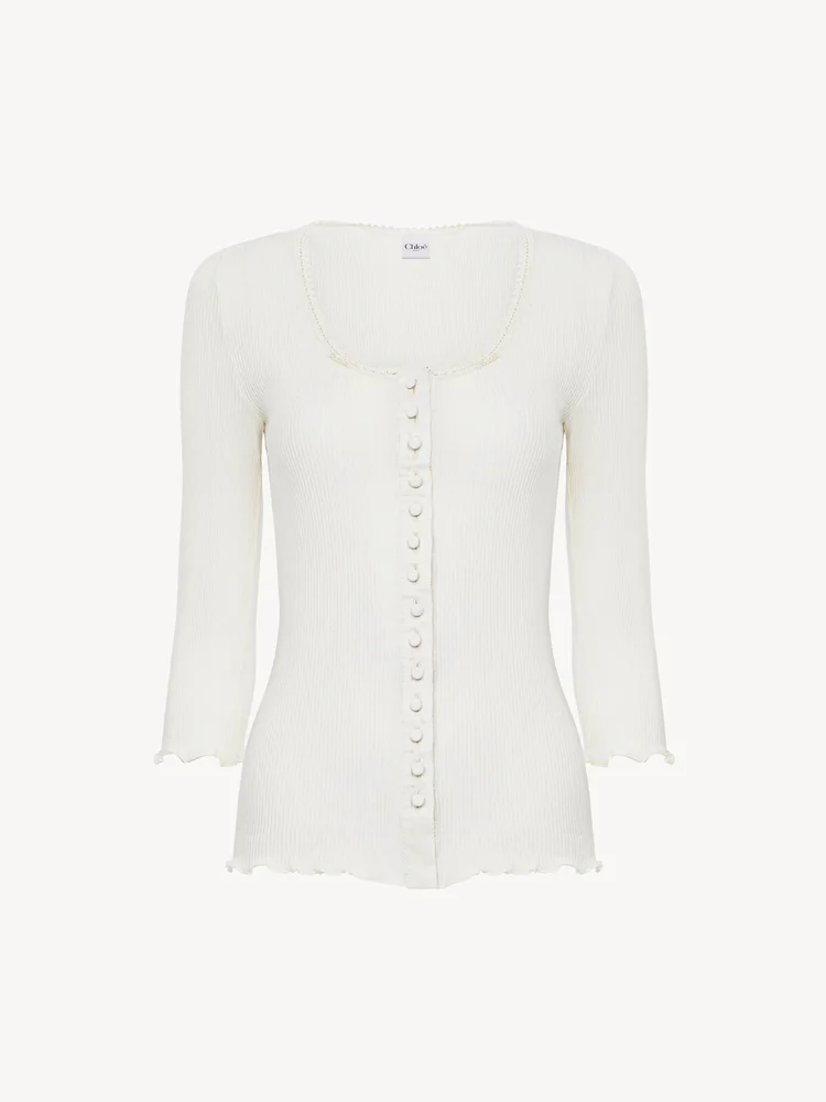 Fitted top in cotton & silk jersey