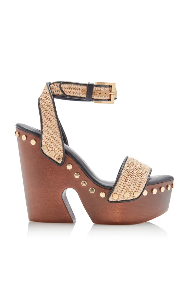 Platform Fringed Raffia 95MM Wedges