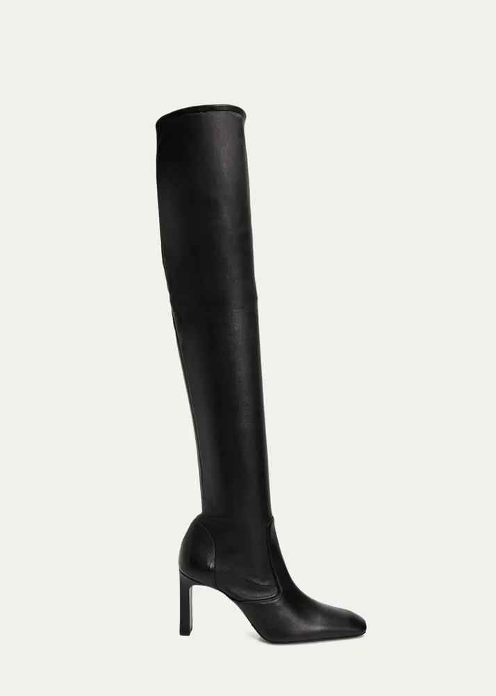 Over-the-Knee Stretch Leather Boots