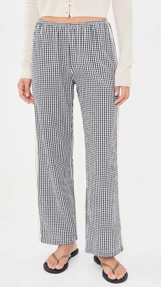 The Cotton Gingham Stripe Crop Pants