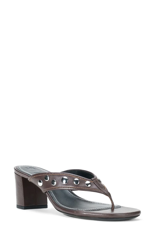 Nova Studded Thong Block Heel Sandal