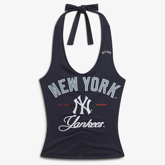 Women's Navy New York Yankees Ruched Halter Top