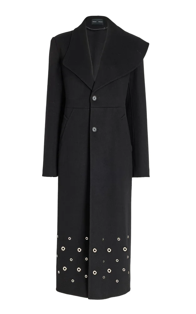 Alix Grommet-Embellished Longline Wool-Blend Coat
