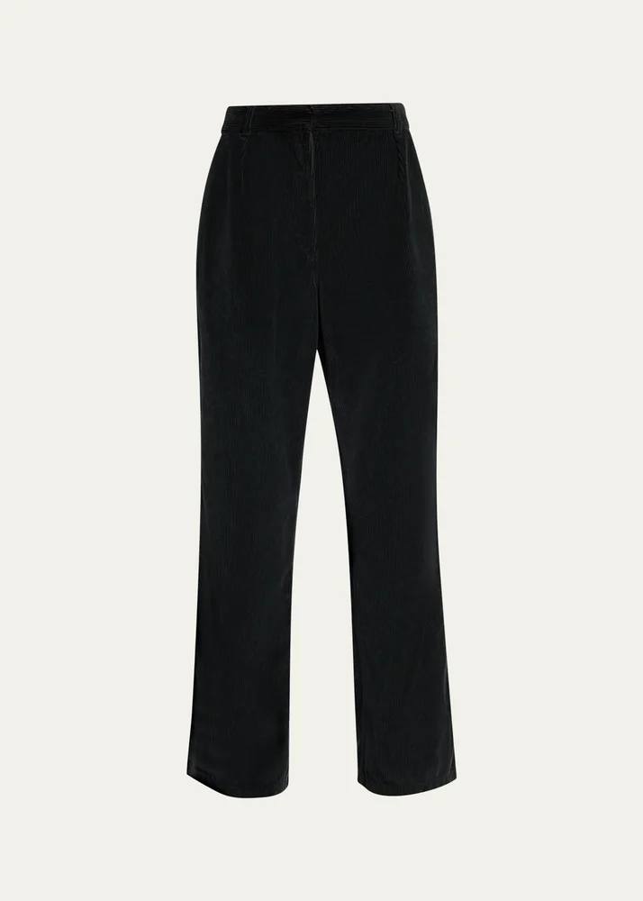 Adler Corduroy Pleated Relaxed-Leg Pants