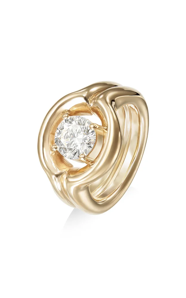 18k Yellow Gold Rocky Pinky Ring Large
