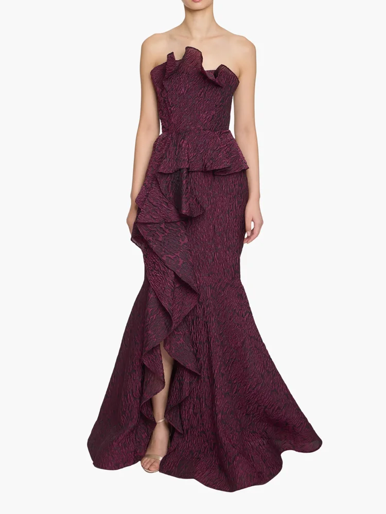 Strapless Cloque Gown