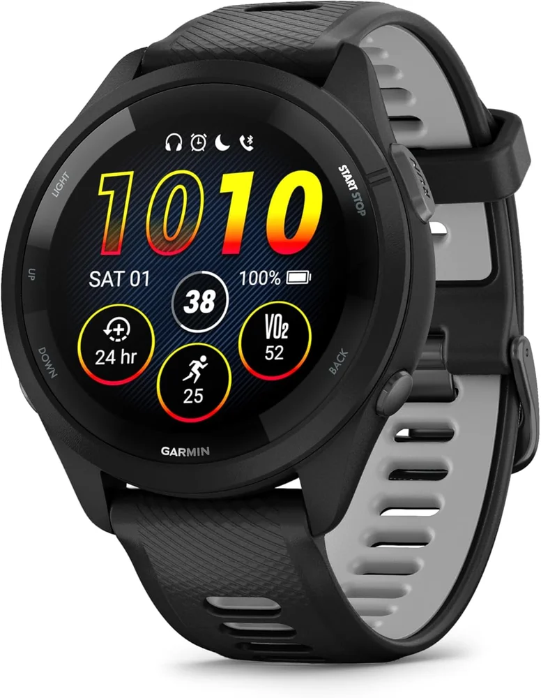Garmin Forerunner 265 Running Smartwatch, 46mm, Black/Powder Gray