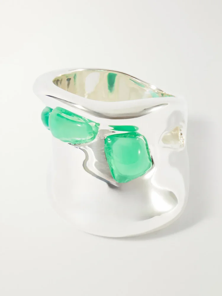 Embellished silver-tone ring