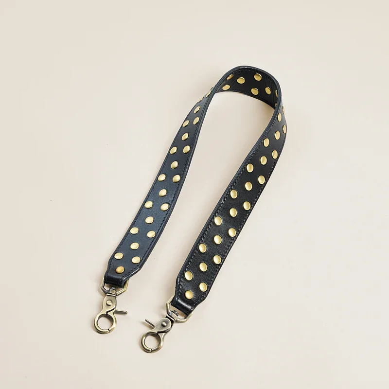 Jackie Shoulder Strap - Leather Black Studded