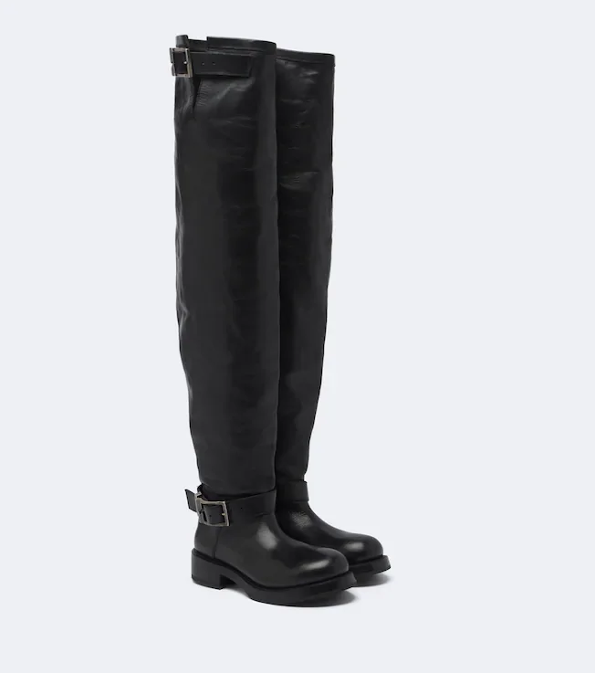 Leather over-the-knee boots