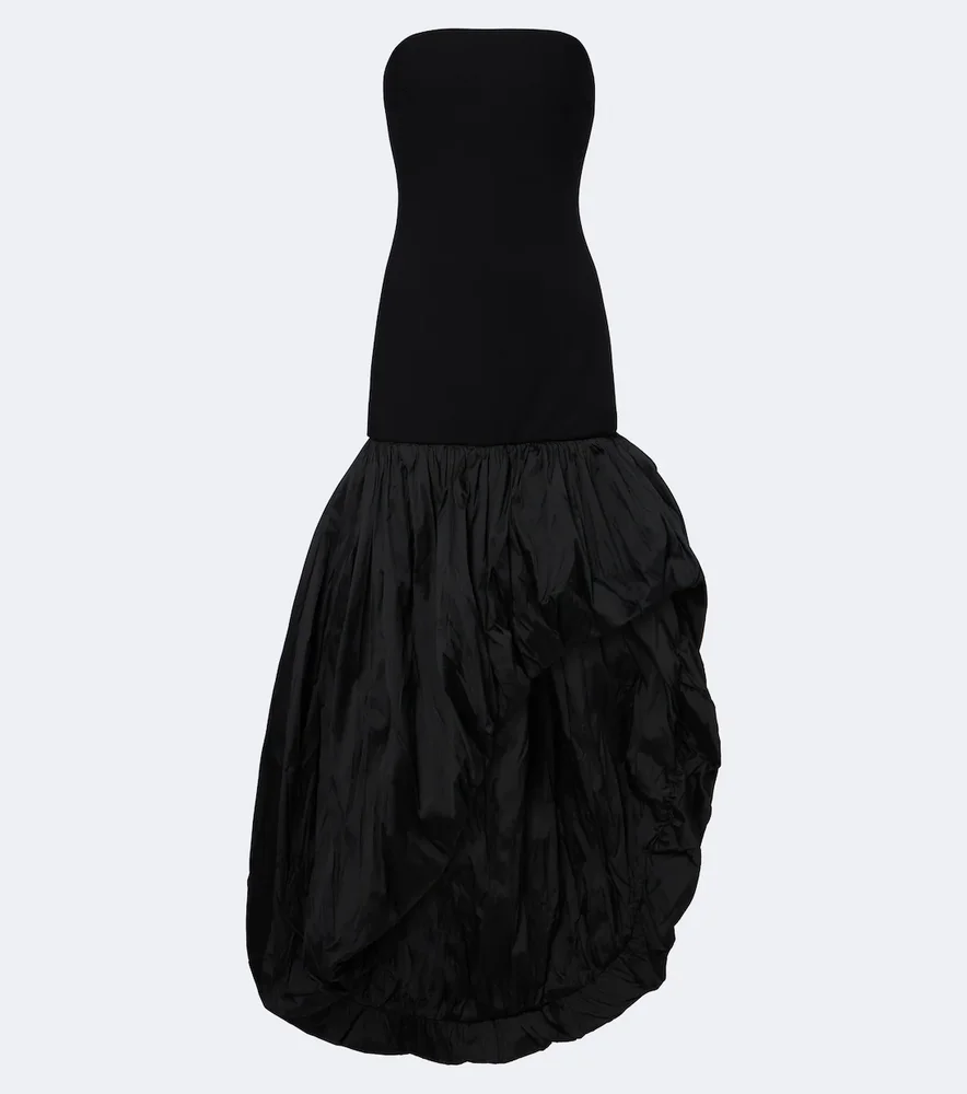 Asymmetric strapless gown