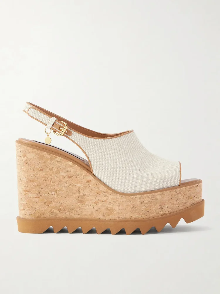 Sneakelyse canvas slingback platform wedge sandals
