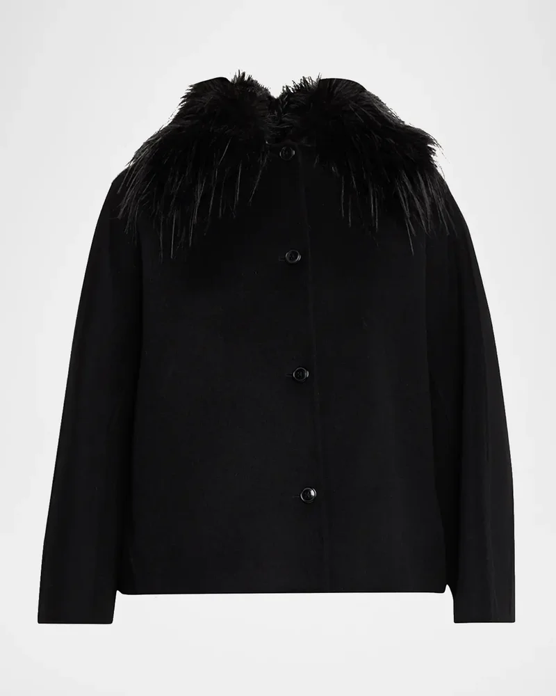 Rafe Faux Fur Collared Wool-Cashmere Jacket