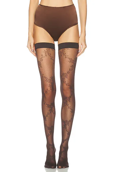 Floral Lace Stay-Up Tights