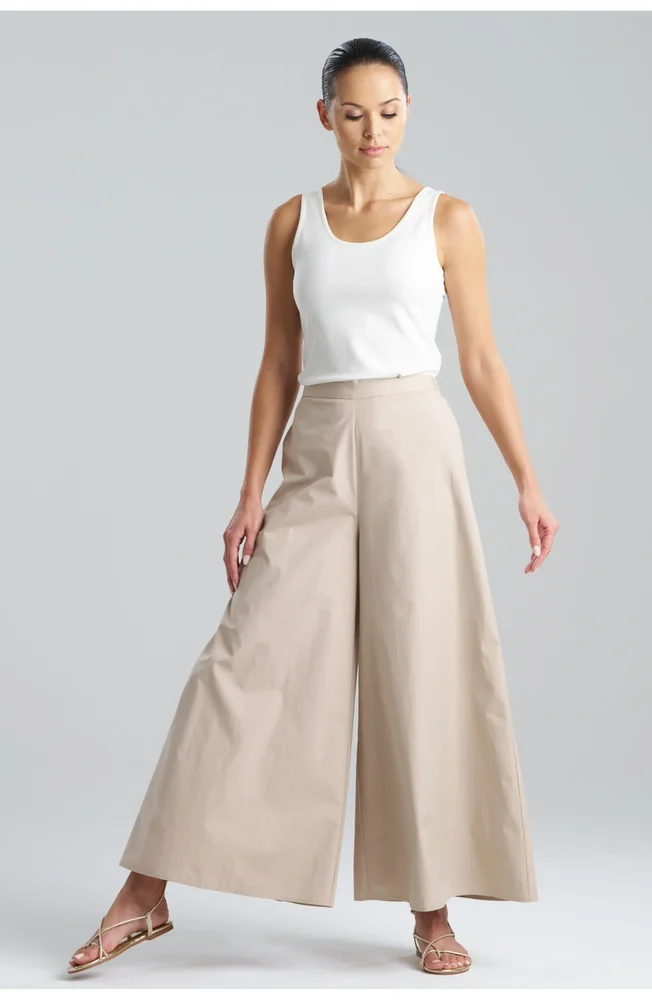 Tech Cotton Taffeta Palazzo Pants