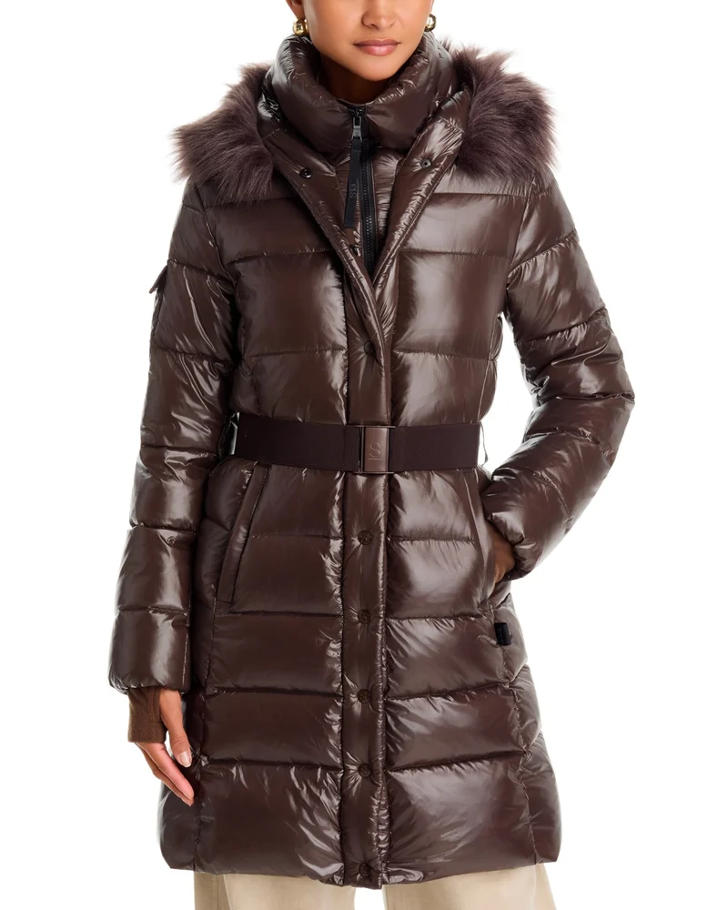 Faux Fur Trimmed Hooded Puffer Coat - Exclusive