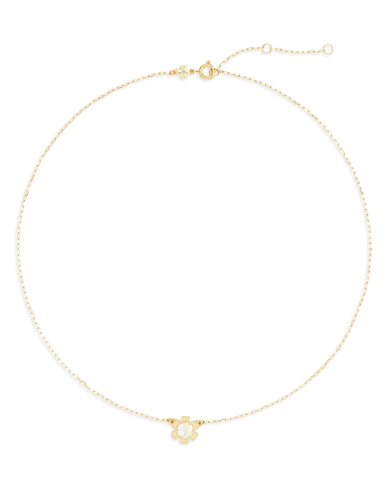 Forget Me Not Mother Of Pearl Flower Pendant Necklace, 15.8-17.5"