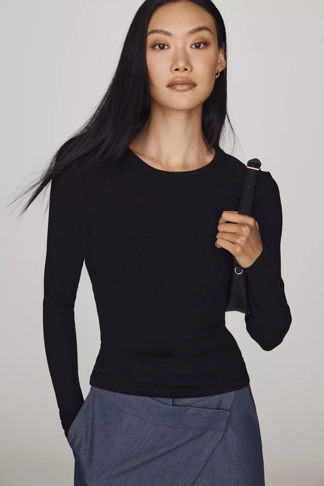 Noir Lace-Back Ribbed Top