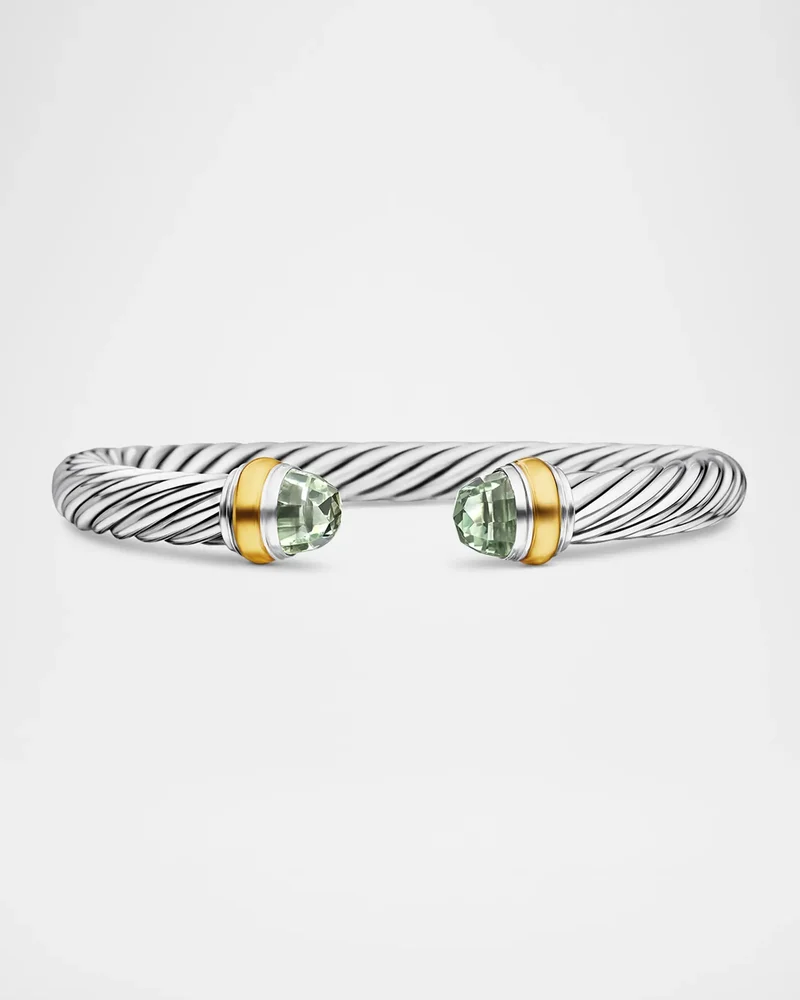 Cable Classics Bracelet with Gemstone in Silver with 14K Gold