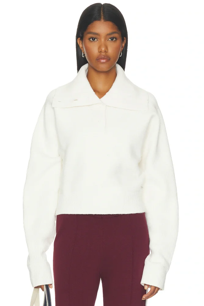 Volume Sleeve Knit Henley Pullover