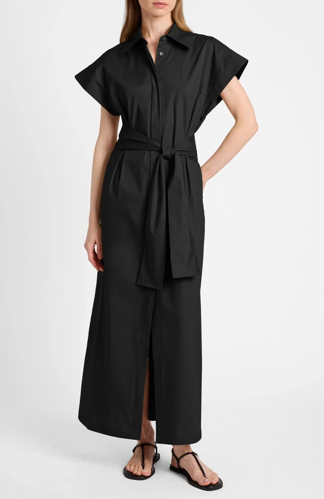 Nisa Cap Sleeve Poplin Shirt Dress