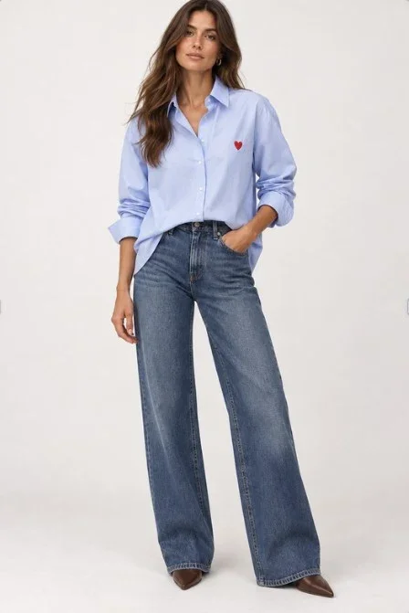Kalena Heart Detail Button-Down Shirt