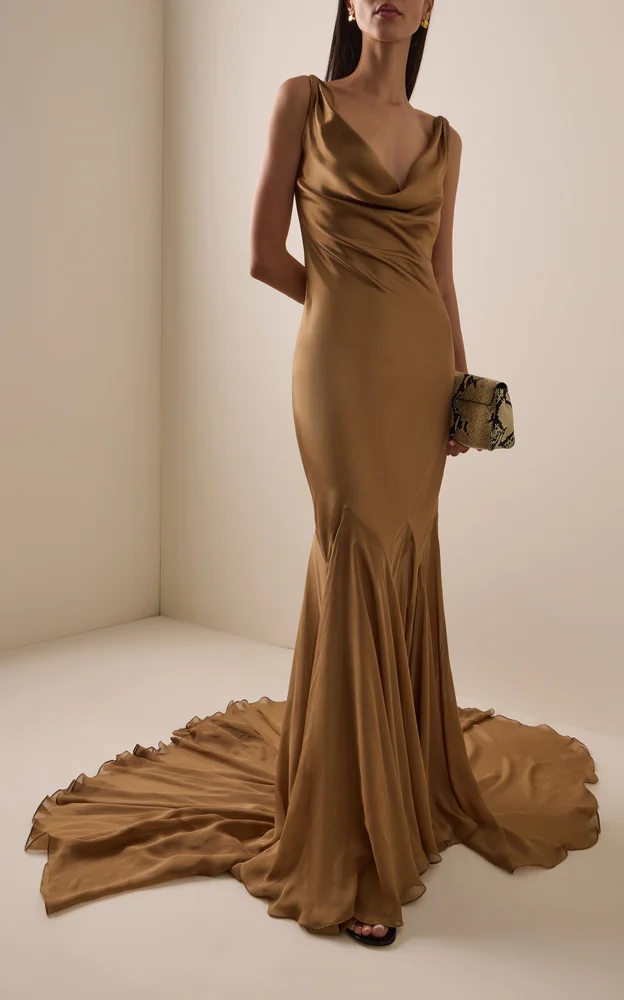 The Colleen Cowl-Neck Chiffon Gown