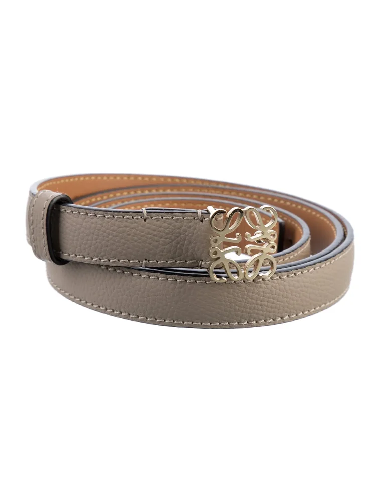 Anagram Skinny Leather Belt (Taupe)