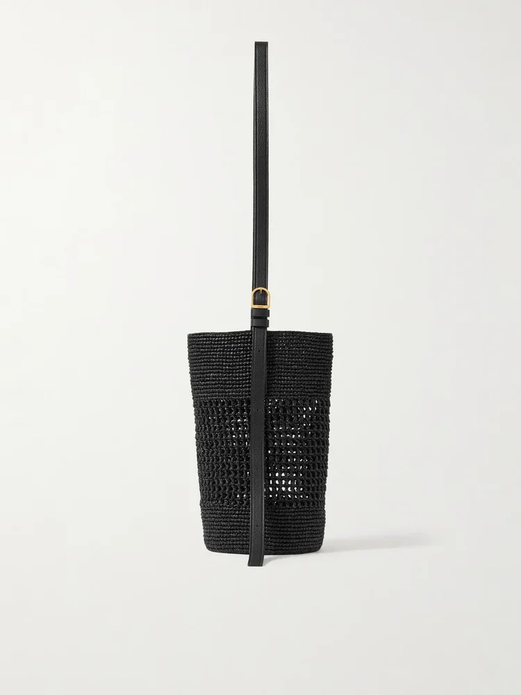 Billie leather-trimmed raffia bucket bag
