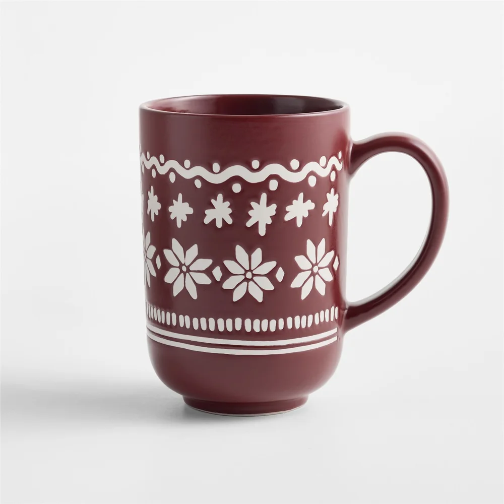 Snowflake Fair Isle Red Mug