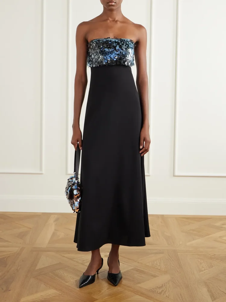 Phoenix sequin-embellished crepe midi dress