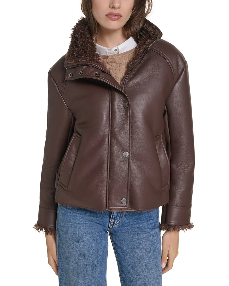 Cropped Faux Shearling Jacket