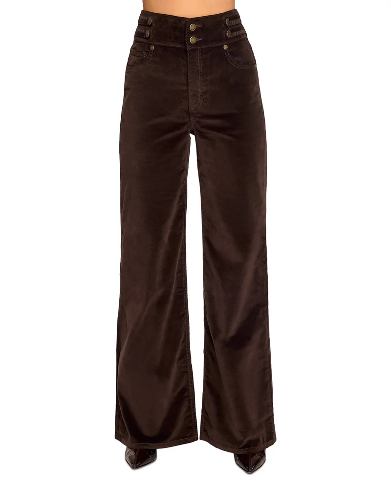 Liv Velveteen High Rise Wide Leg Jeans in Heritage Brown