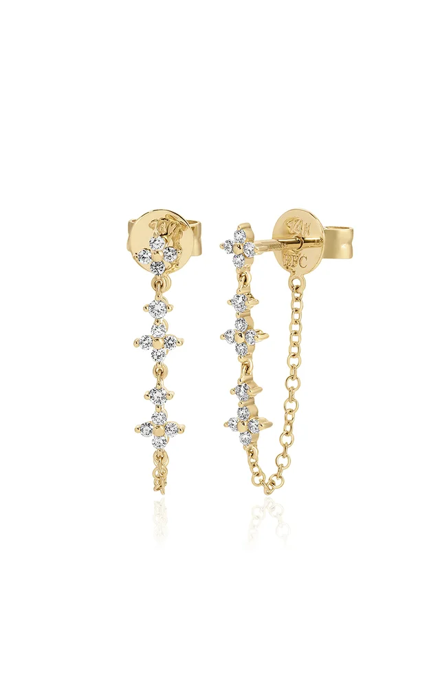 Fleur 14K Yellow Gold Diamond Chain Earrings