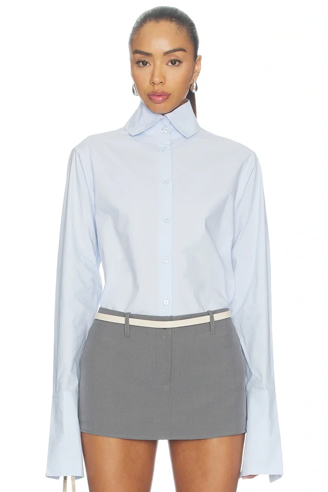 High Neck Poplin Shirt
