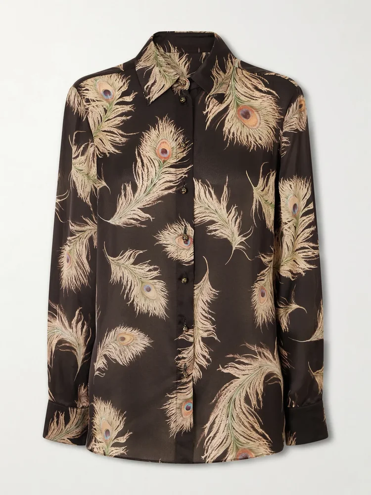 Valiant printed silk-satin shirt