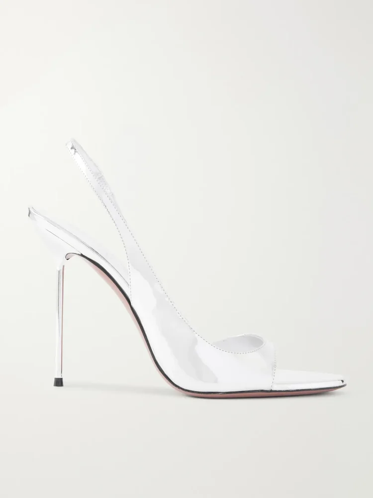 Lidia 95 mirrored-leather slingback sandals