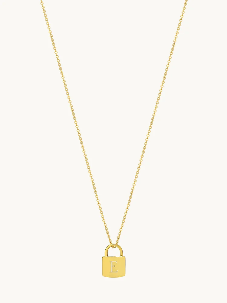 Mini Padlock Initial Charm Necklace