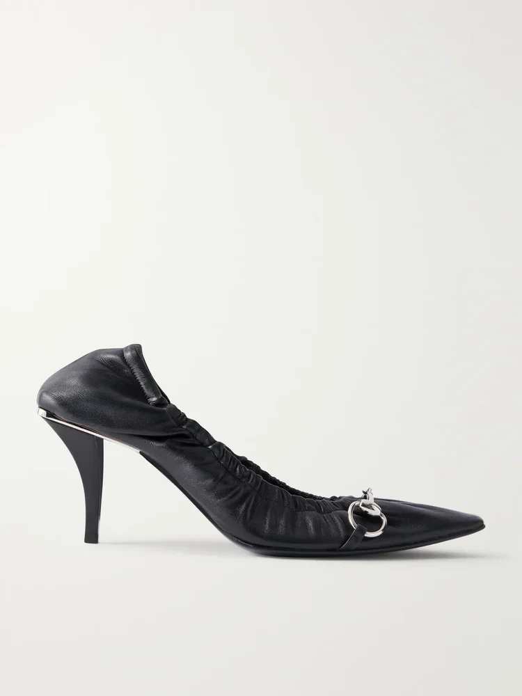 Vittoria 75 horsebit-embellished leather pumps