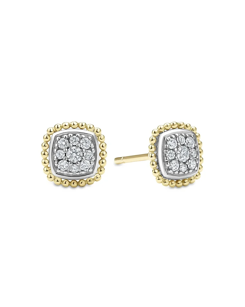 18K Yellow Gold & Sterling Silver Rittenhouse Diamond Cluster Stud Earrings