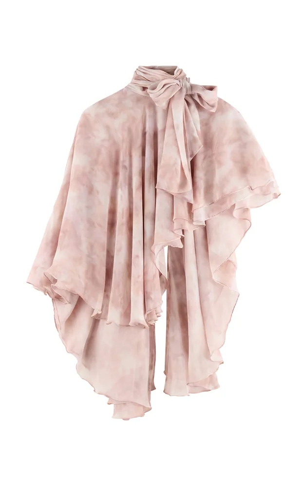 Exclusive Flowy Ruffled Silk Cape