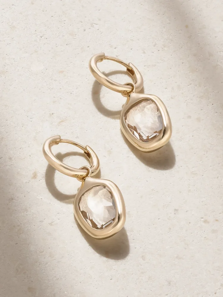 Orbit Prism 14-karat recycled gold topaz hoop earrings