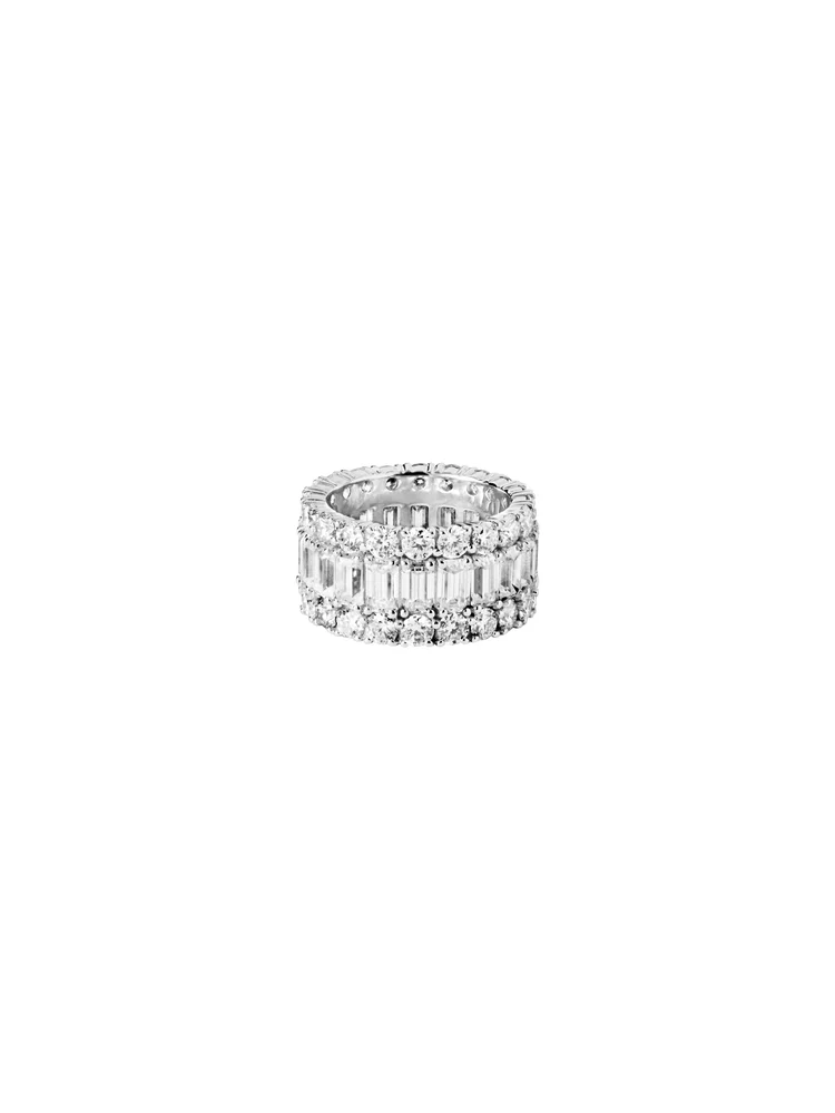 MAXIME THREE-ROW RING IN MOISSANITE, STERLING SILVER - 6.5